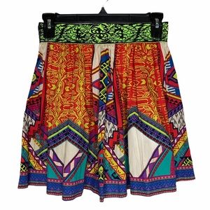 Flying Tomatoes Colorful Boho Mini Skirt Small